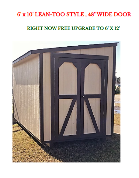 Deluxe gable style shed — cream with dark trim, side view